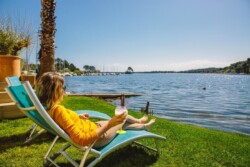 Cocktails and deckchairs by the water